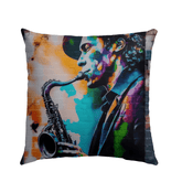Gettin' Funky On Sax Outdoor Pillow - Beyond T-shirts